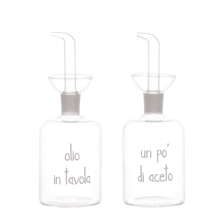 Set 2 bottiglie in vetro olio e aceto