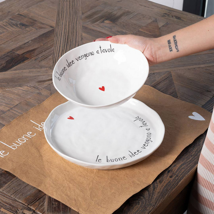 Set 2 piatti fondi in ceramica dal design moderno