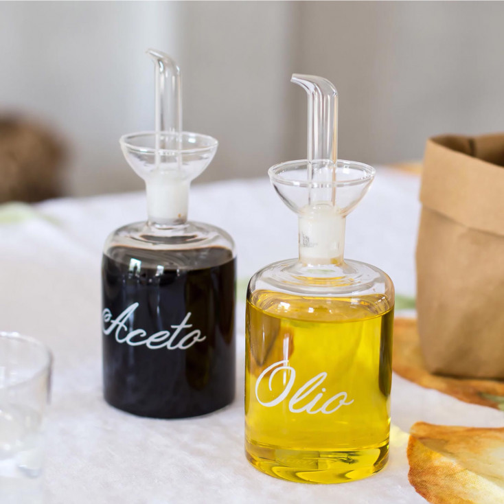 Set 2 portacondimenti in vetro per olio e aceto