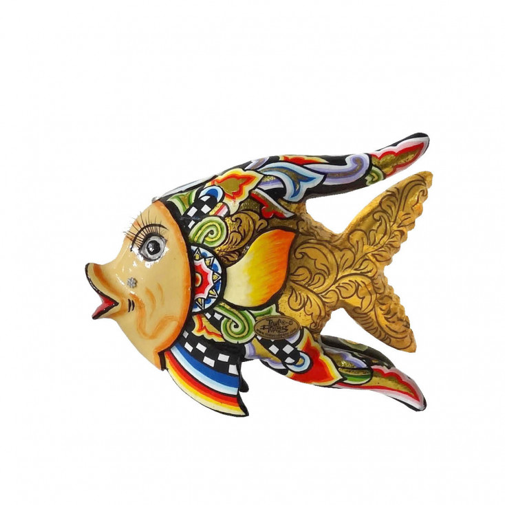 Scultura da tavolo in marmorino dal design eclettico Pesce Oscar medio