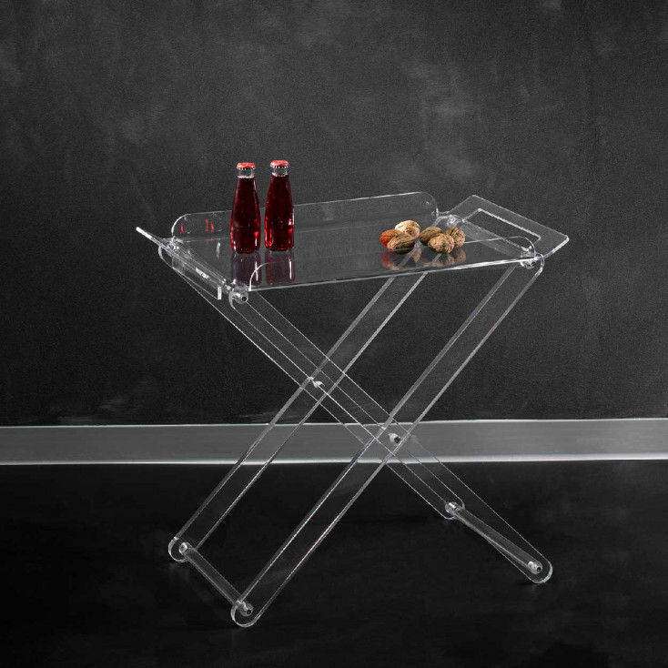 Carrello pliant tavolino pieghevole con struttura in plexiglass moderna