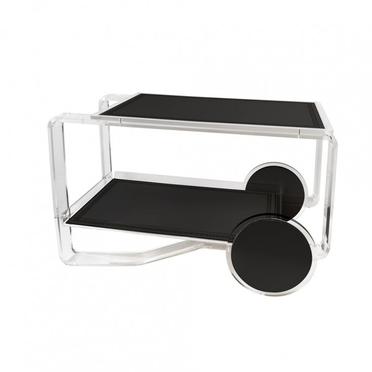 Carrello portavivande con ruote e struttura in plexiglass