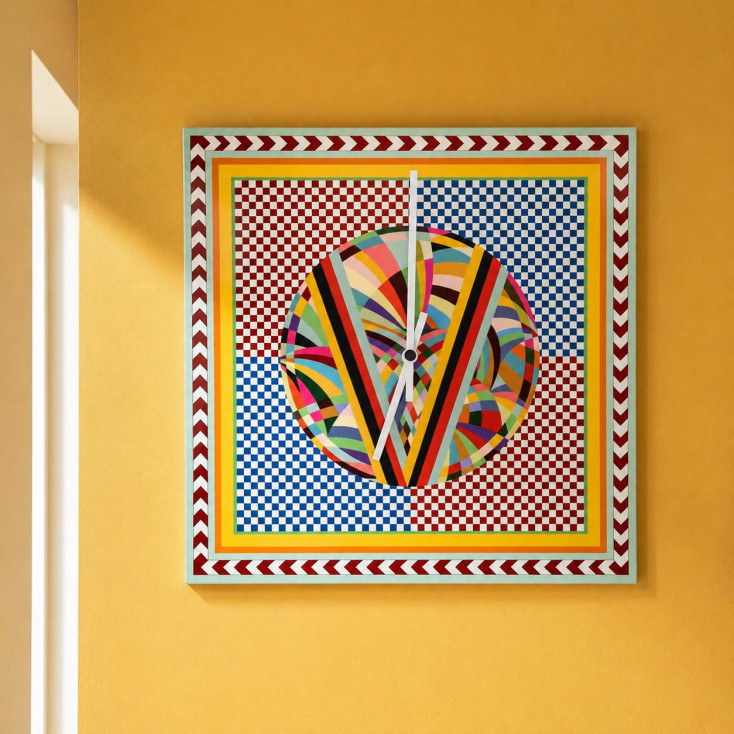 Orologio da parete design moderno fantasia multicolore decoro Rainbow
