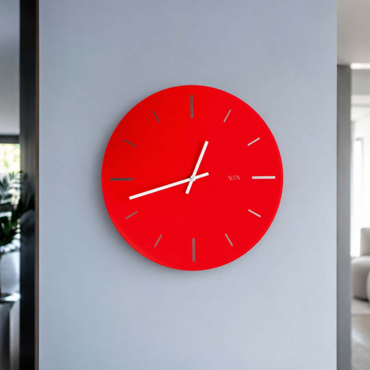 Orologio da parete moderno in plexiglass con lancette in metallo