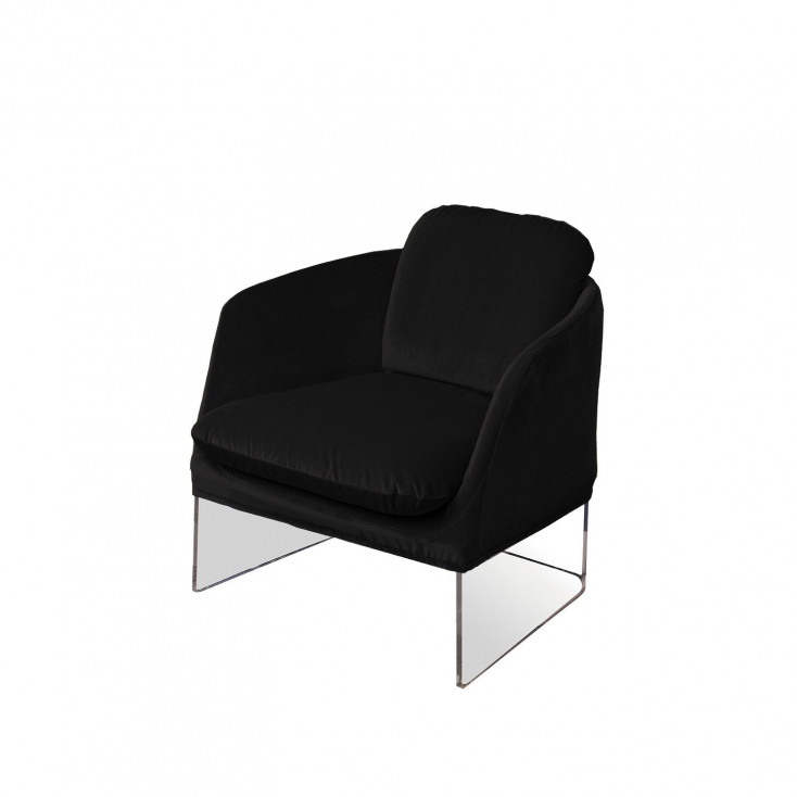 Poltrona in plexiglass dal design moderno con seduta in poliestere sfoderabile