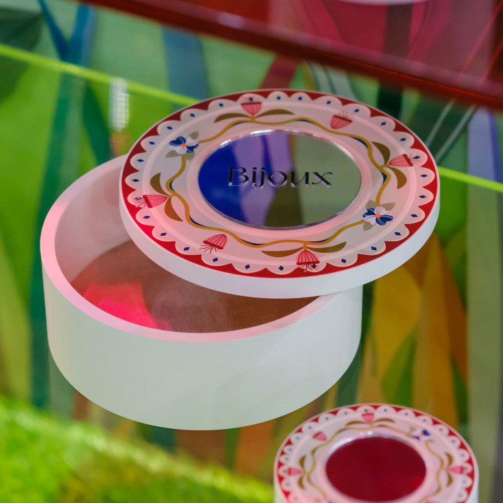 Portagioie rotondo grande in plexiglass con coperchio