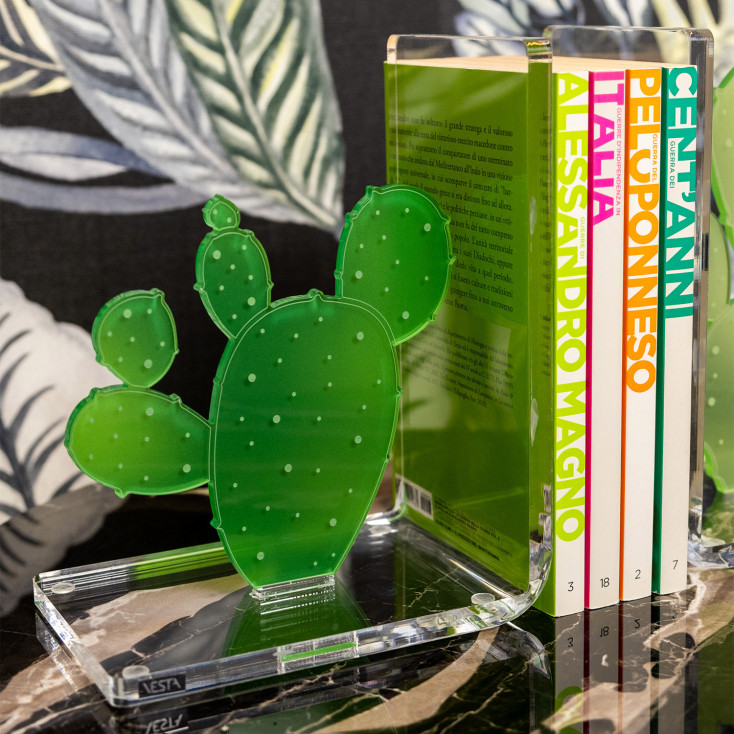 Reggilibri set 2 pezzi a forma di cactus in plexiglass
