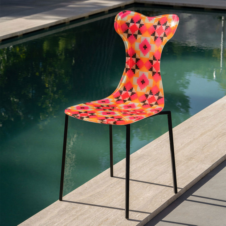 Sedia moderna con struttura in metallo e seduta in plexiglass Ethnic
