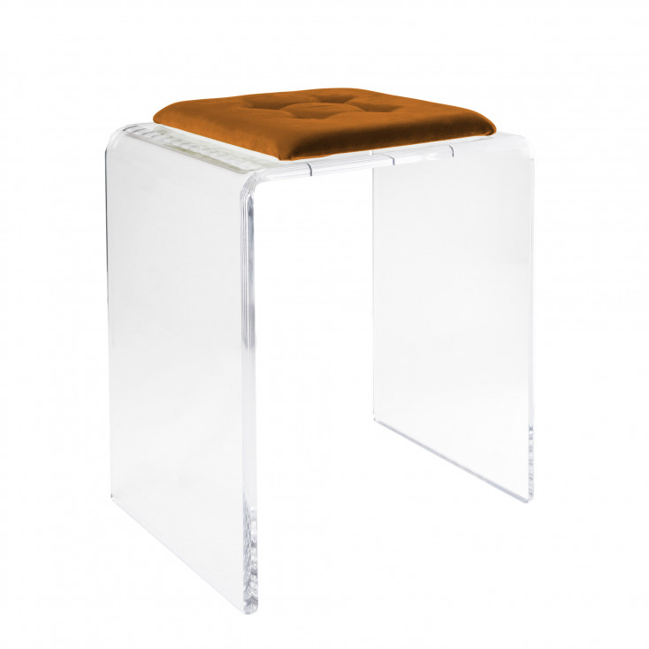 Sgabello in plexiglass dal design moderno con cuscino in poliestere sfoderabile
