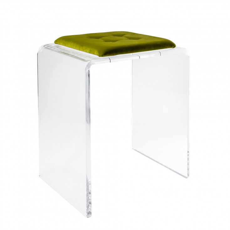 Sgabello in plexiglass dal design moderno con cuscino in poliestere sfoderabile