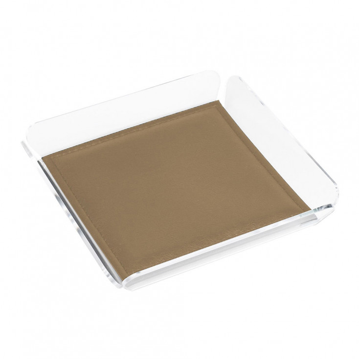 Svuotatasche in plexiglass con cuscino in ecopelle