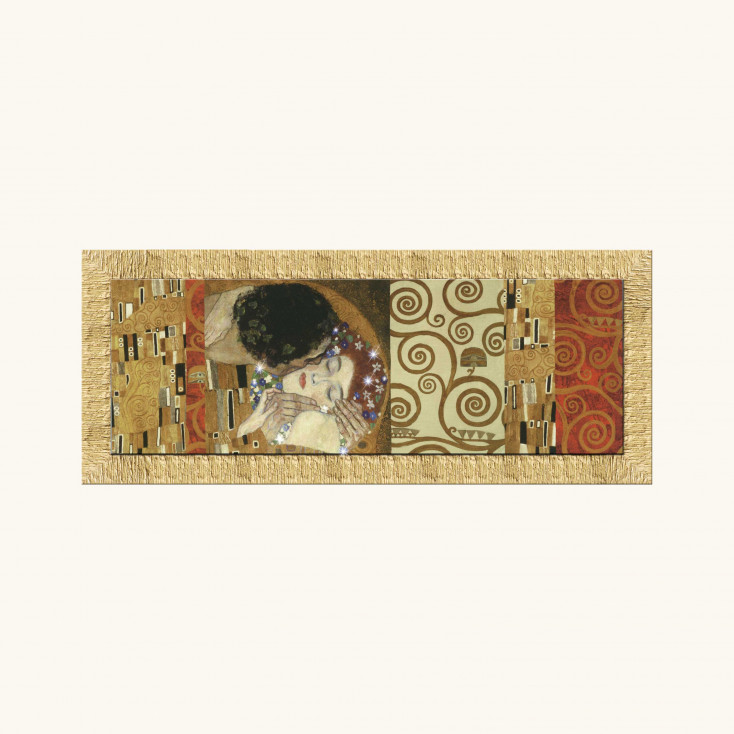 Stampa con cornice dorata dettagli materici glitterati "il Bacio" 154x64