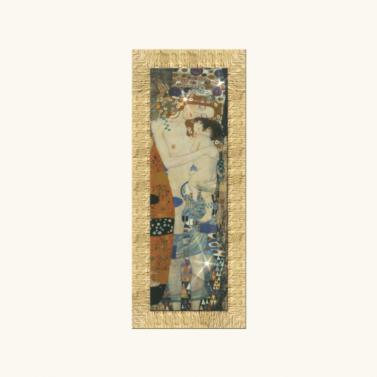 Stampa verticale con cornice dorata decori materici dettagli glitterati 43x108