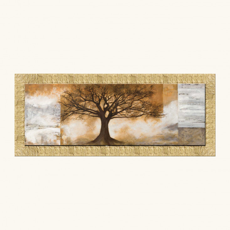 Stampa con cornice a tema paesaggistico con dettagli materici e glitter 153x63