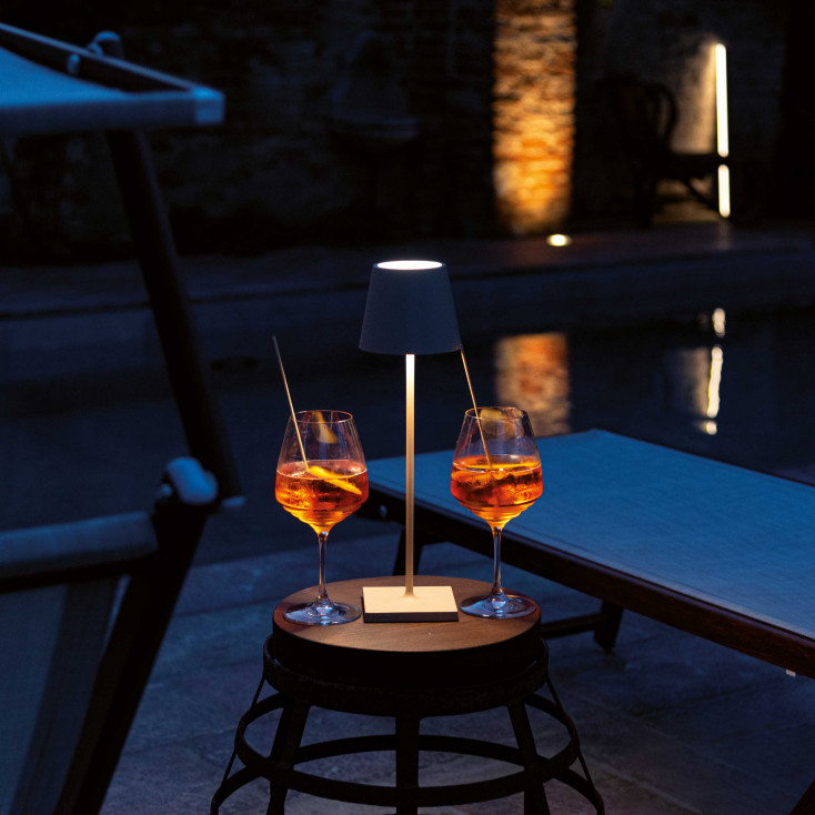 Lampada da tavolo LED dimmerabile e ricaricabile Poldina Tavolo PRO da esterno