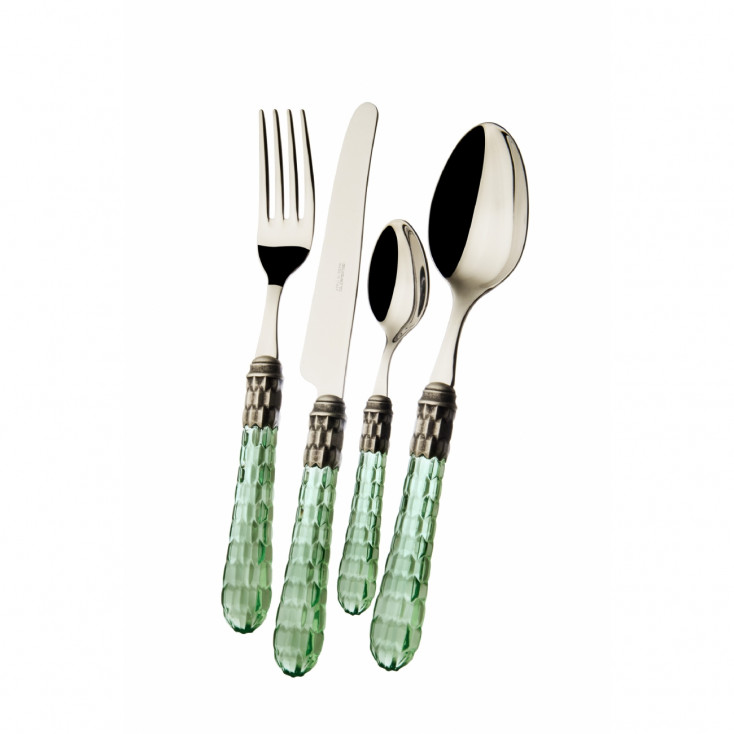 Set di posate 24pz con ghiera argentatura anticata collezione "Cristallo"