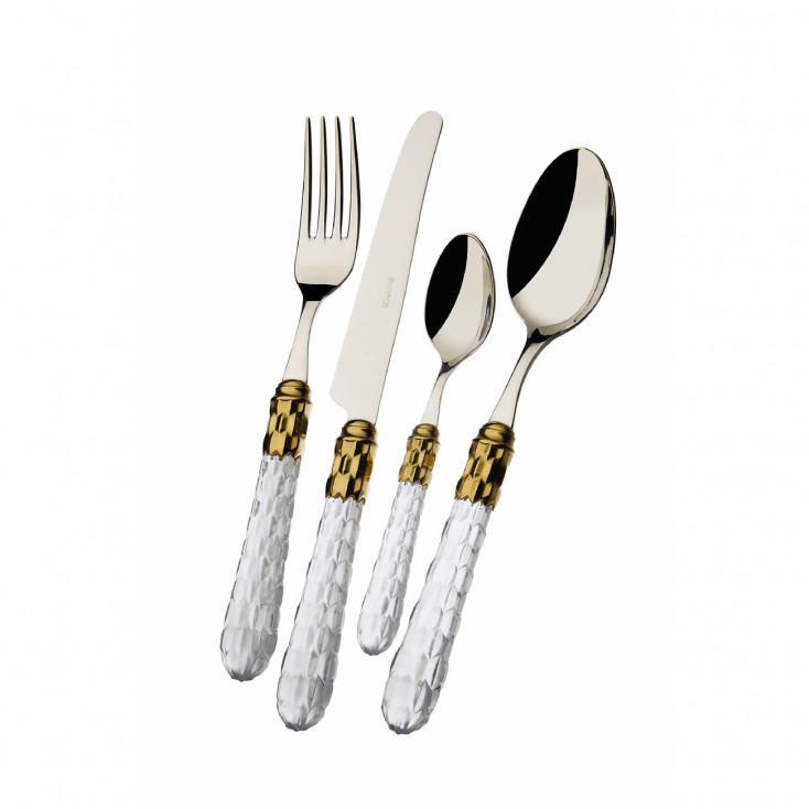 Set di posate 24pz con ghiera dorata collezione "Cristallo"