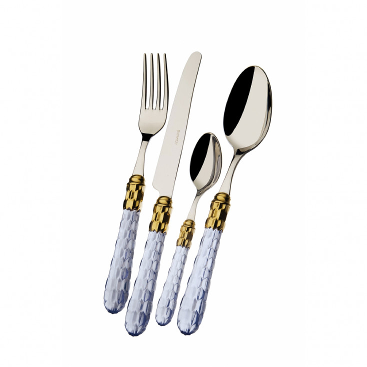 Set di posate 24pz con ghiera dorata collezione "Cristallo"