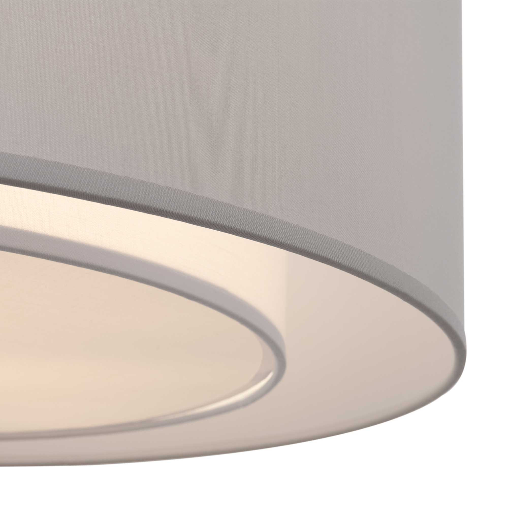 Lampada Da Soffitto REV Rotonda 70 Cm - Paralume In Tessuto Stile Vintage, Colore Tortora - Per Camera Da Letto, Soggiorno E Cucina