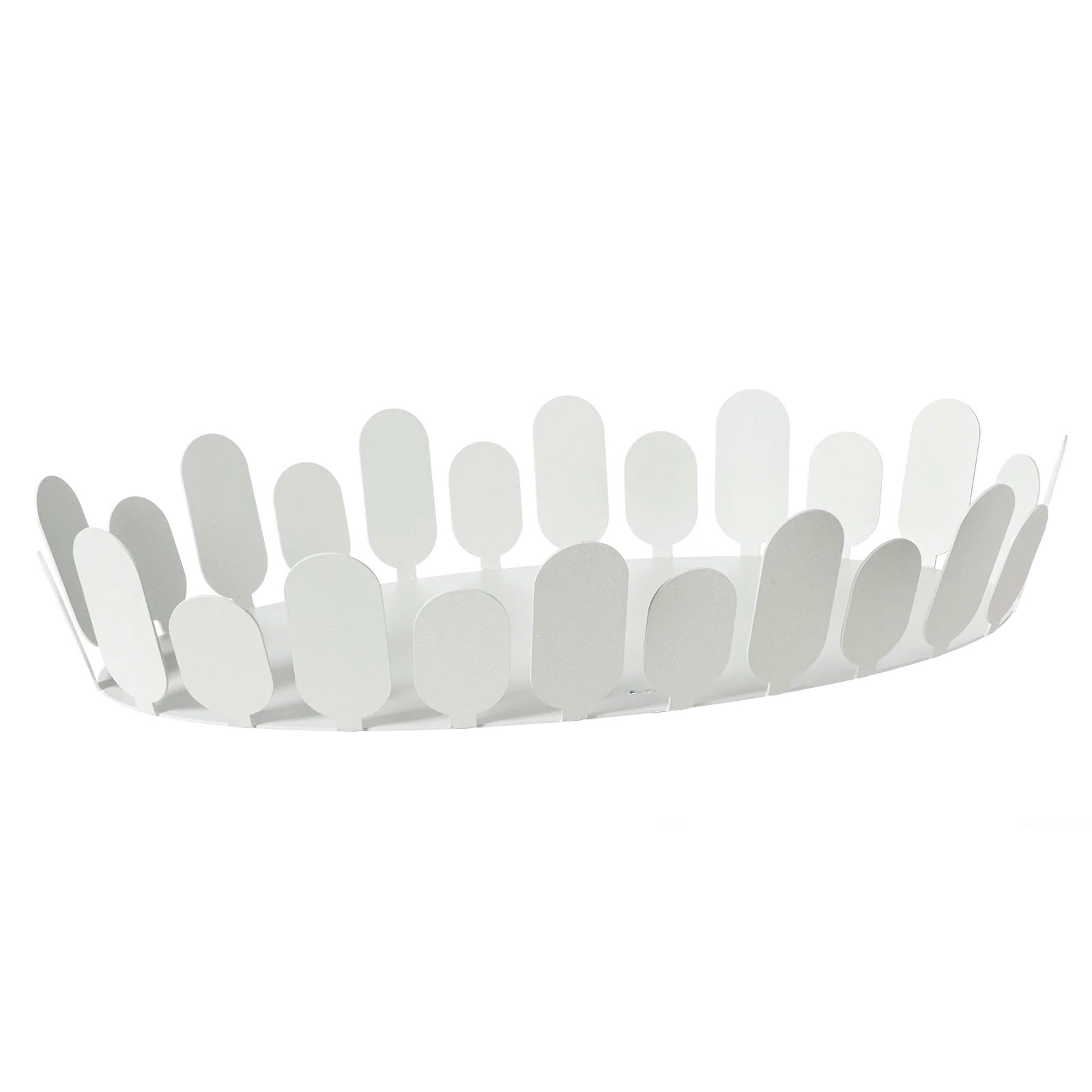 ARTI E MESTIERI Fruttiera Ovale Centrotavola In Metallo Bianco – 43x25x9 Cm – Design A Nastri Per Un Look Elegante - 4