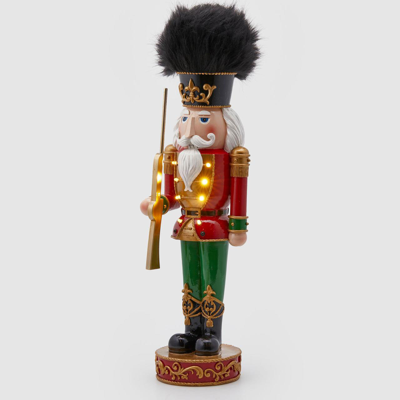 Set Di 4 Ornamenti Schiaccianoci Di Natale In Legno – Decorazioni A Forma Di Soldato Con Ciondolo, 13 Cm, Oro E Bianco