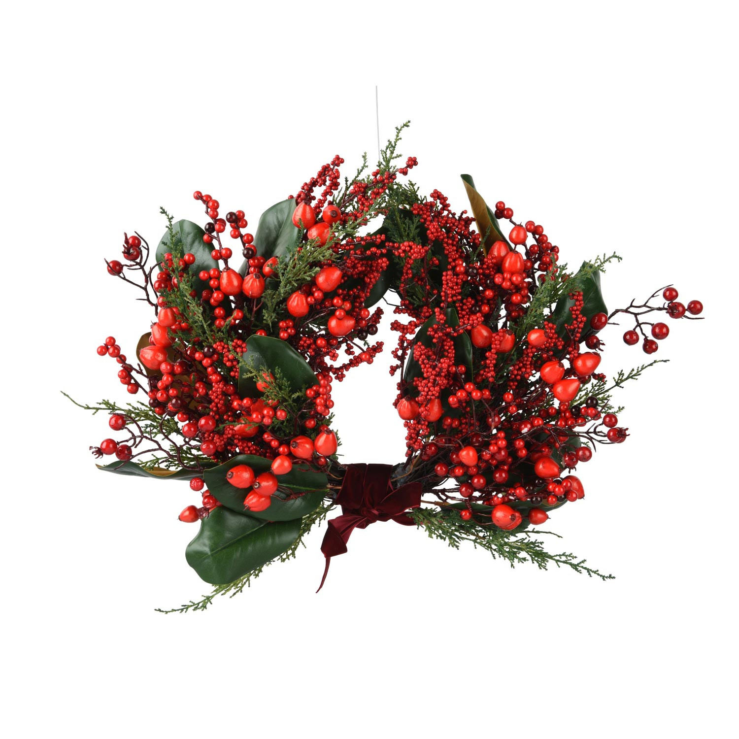 Leaf Design UK - Ghirlanda Natalizia Artificiale 150cm Con Bacche Rosse E Vite Intrecciata - 2