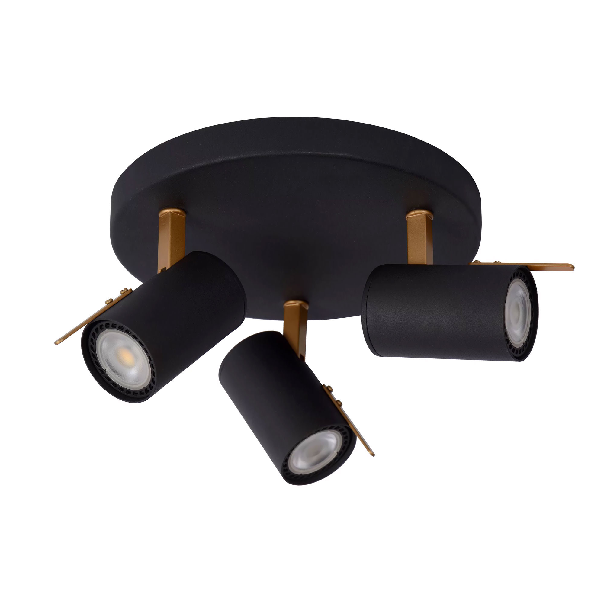 Grony Lucide Faretti da soffitto orientabili con placca rotonda in metallo ...