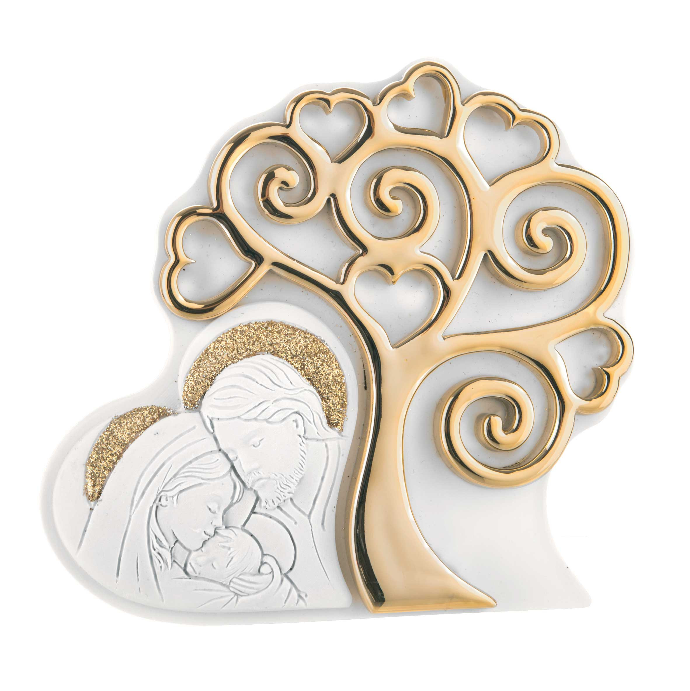 Bomboniera Prima Comunione Mariella Martini Sveglia con albero della vita e Sacra famiglia Bomboniera Prima Comunione Mariella Martini Sveglia con albero della vita e Sacra famiglia