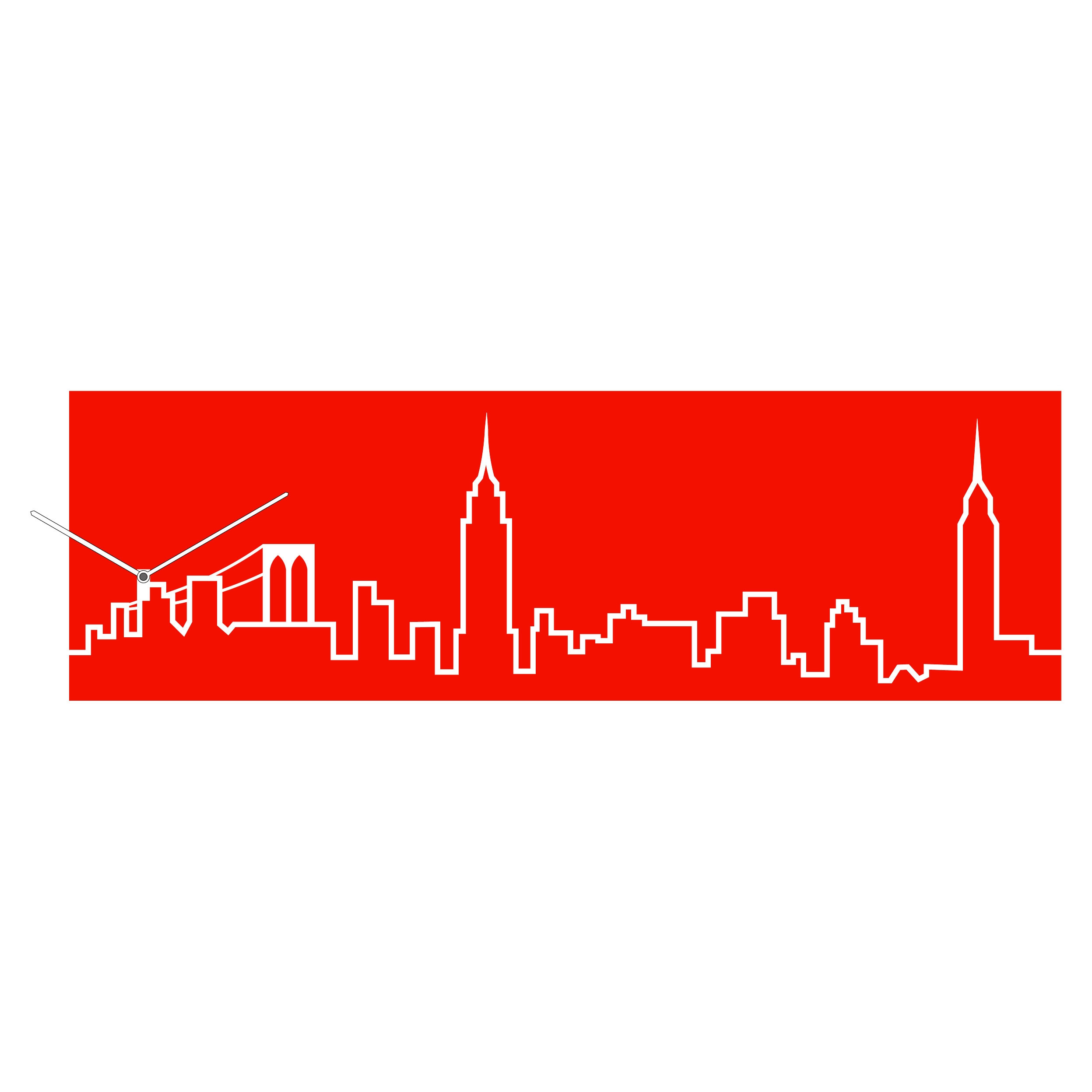 Skyline New York Orologio Da Parete In Legno Di Betulla, Design Moderno, 30x30 Cm, Made In Germany - 2