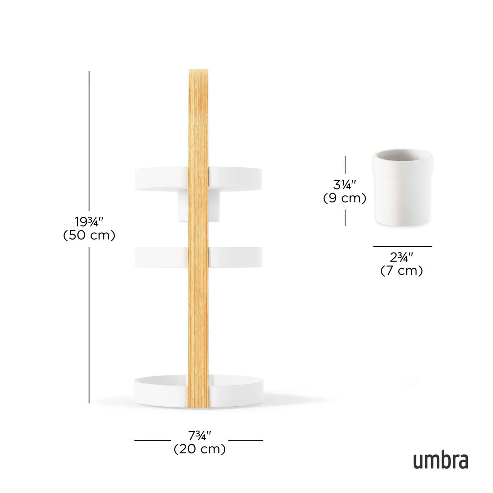 Umbra Corsa Set Di 3 Accessori Da Bagno - Portaspazzolino In Ceramica Opaca - Colore Carboncino - Design Moderno E Minimalista - 6