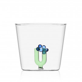  Ichendorf - GreenWood - Bicchiere in vetro tumbler con alfabeto fiorito lettera "U" - Colore: Verde - SKU: 09352180 