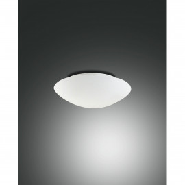  Fabas Luce - Pandora - Plafoniera micro in metallo con diffusore in vetro a risparmio energetico - Colore: Bianco - 1 Lampadina E27 40W - IP20 - SKU: 2433-23-102 