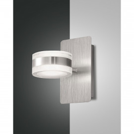  Fabas Luce - Dunk - Applique da parete a LED in stile moderno con struttura in metallo - Colore: Alluminio - 1 Lampadina Led Integrato 16W - Lumen 1400 - Gradi Kelvin 3000k Luce Calda - IP20 - SKU: 3239-21-212 