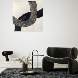  Agave - Dipinto astratto olio su tela dalle linee moderne "Black lines" 80x80 - SKU: AG130110 