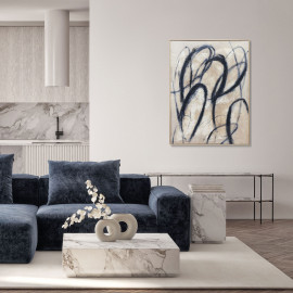  Agave - Quadro astratto con cornice dipinto a mano su tela di cotone Blue Billow 90x120 - SKU: AG170332 