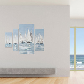  Agave - Set quadri composto da 4 tele a tema marino "Undici Vele" 100x80 - SKU: AG150280 