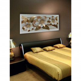 Artitalia - Pannello in legno in stile moderno con decori materici fiorati in rilievo 155x65 - SKU: PD1036 
