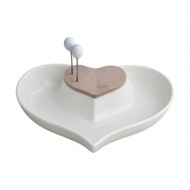  Brandani - Cuore nel cuore - Antipastiera in porcellana a forma di cuore - Colore: Panna - SKU: B53376 