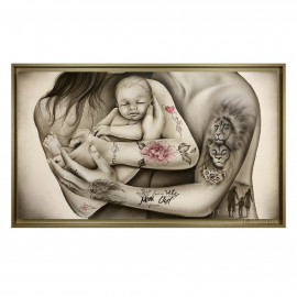  Art Maiora - Capezzale con la famiglia in stile moderno "Amore Di Indelebile" 110x65 - Colore: Toni Caldi - SKU: AID-S-TT 