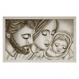  Art Maiora - Capezzale con sacra famiglia dipinta a mano su tela in cotone "Tenerezza" 110x65 - Colore: Tortora - SKU: TNZ-S-T 