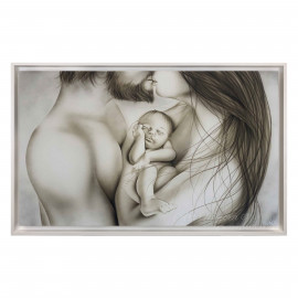  Art Maiora - Capezzale moderno con sacra famiglia dal design moderno "Cuore" 110x65 - Colore: Tortora - SKU: CRE-S-T 