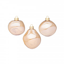  Bizzotto - Organic - Set 3 pezzi palline per albero di natale organic d.8 - Colore: Champagne - SKU: B0975487 