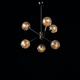  Bonetti Illumina - Tresor - Lampadario in metallo cromato lucido con sfere in vetro soffiato trasparente - 6 Lampadine E14 40W - IP20 - SKU: BL215-6 