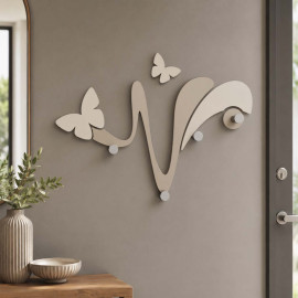  CalleaDesign - Farfalla - Appendiabiti da parete in legno dal design moderno con farlalle e 4 ganci - Colore: Tortora - SKU: 50-13-1-13 