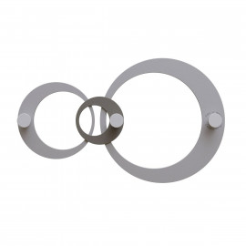 CalleaDesign - Hoops - Appendiabiti da parete moderno con pannello in legno e 3 pomelli - Colore: Alluminio - SKU: 13-028-2 