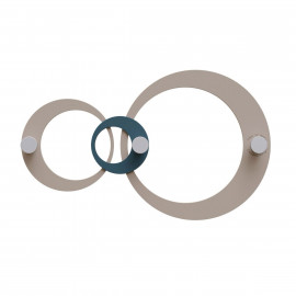  CalleaDesign - Hoops - Appendiabiti da parete moderno con pannello in legno e 3 pomelli - Colore: Ottanio - SKU: 13-028-57 