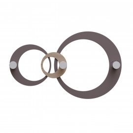  CalleaDesign - Hoops - Appendiabiti da parete moderno con pannello in legno e 3 pomelli - Colore: Noce Canaletto - SKU: 13-028-85 