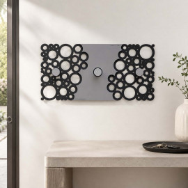  CalleaDesign - Bollicine - Appendiabito da muro design moderno pannello in legno forato a laser e 3 ganci - Colore: Nero - SKU: 61-13-1-5 
