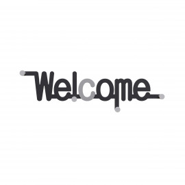  CalleaDesign - Welcome - Appendino da parete in legno dal design moderno con scritta - Colore: Nero - SKU: 13-019-5 