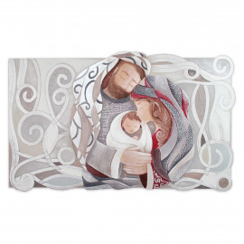  Cartapietra - Tenero Abbraccio - Capezzale con Sacra Famiglia in bassorilievo dipinto a mano con retro in legno - SKU: QS13060130 